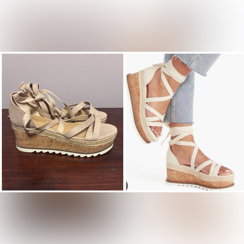 ShoeDazzle | Tandice Lace Up Platform Wedge Sandals